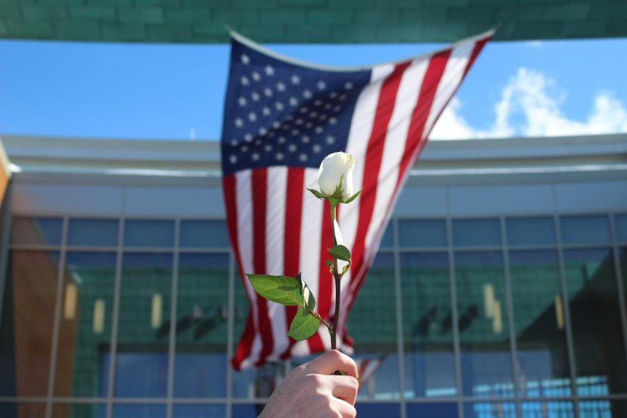 A rose to honor victims of the shooting in Parkland, Florida