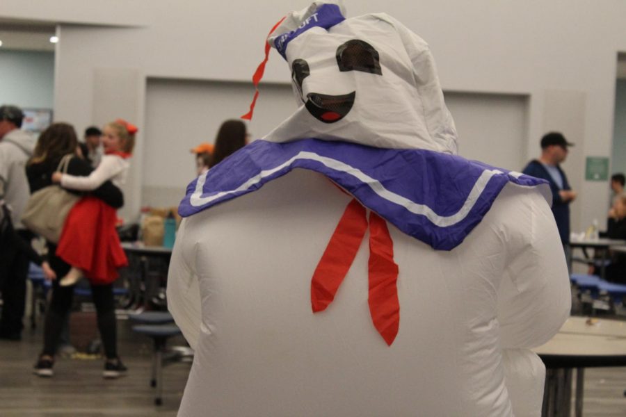 Colin Harer dressed up as Marshmallow man from Ghostbusters.