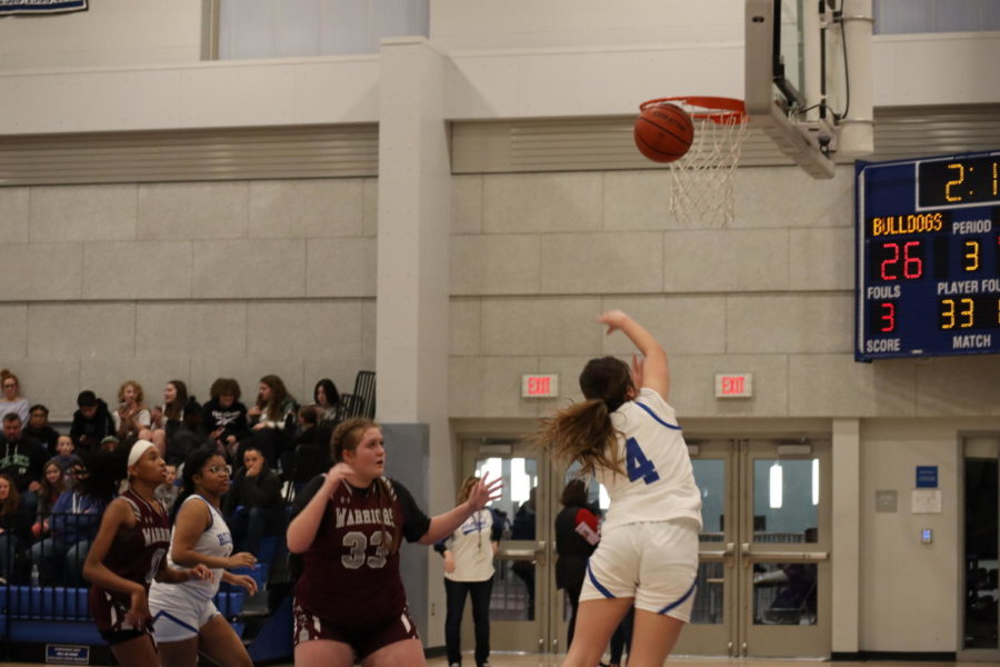 Alyssa Slamin making just one of her many layups during the Mr. Monteith Tip-Off game